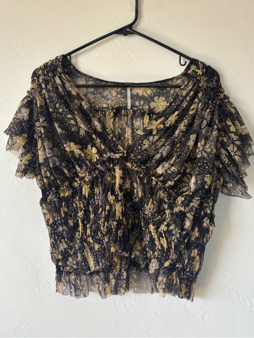 Free People Making Me Smile Blouse - Black & Yellow